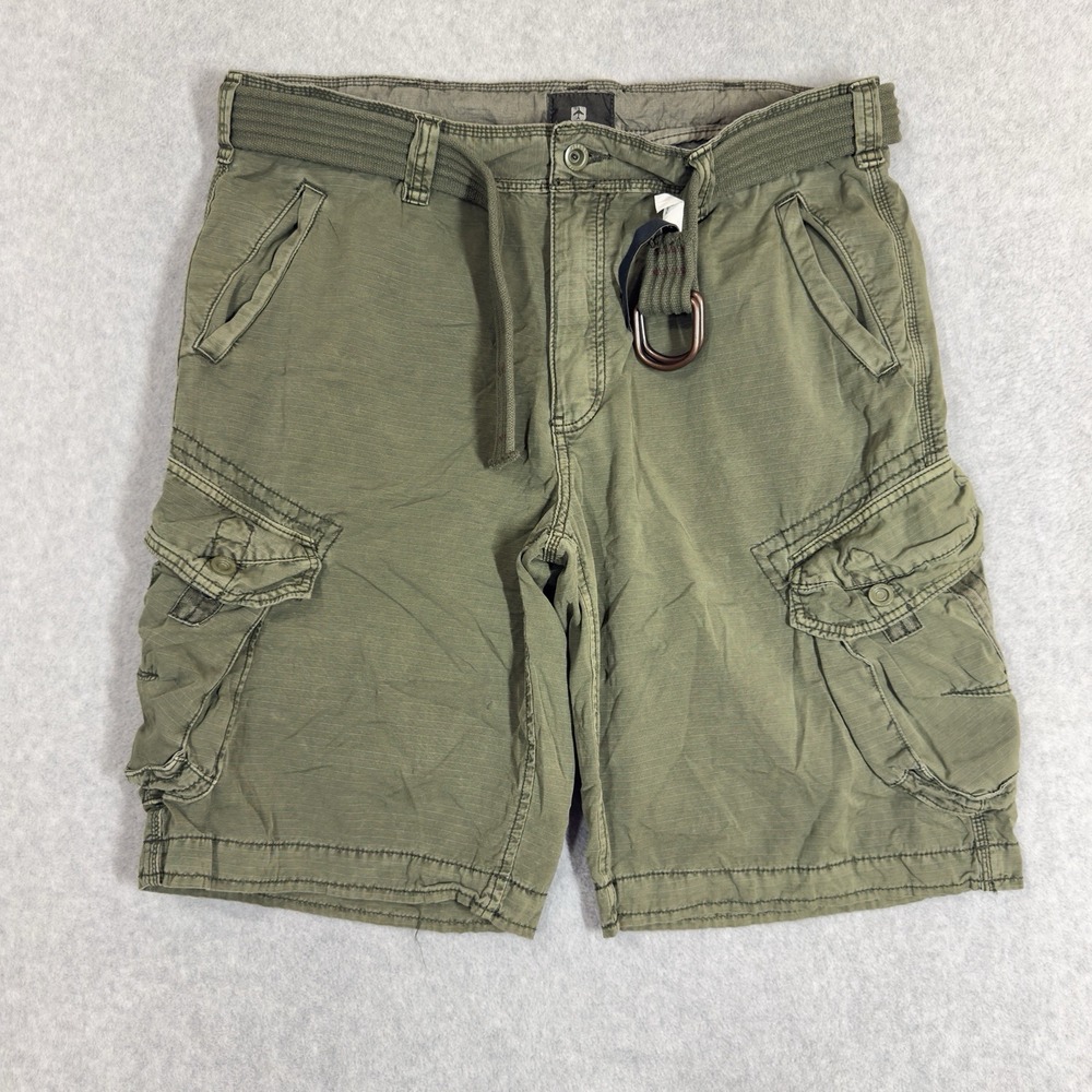 Jet Lag Shorts Green Belted Cargo Baggy Zip Fly Drawstring Paratrooper Mens 38